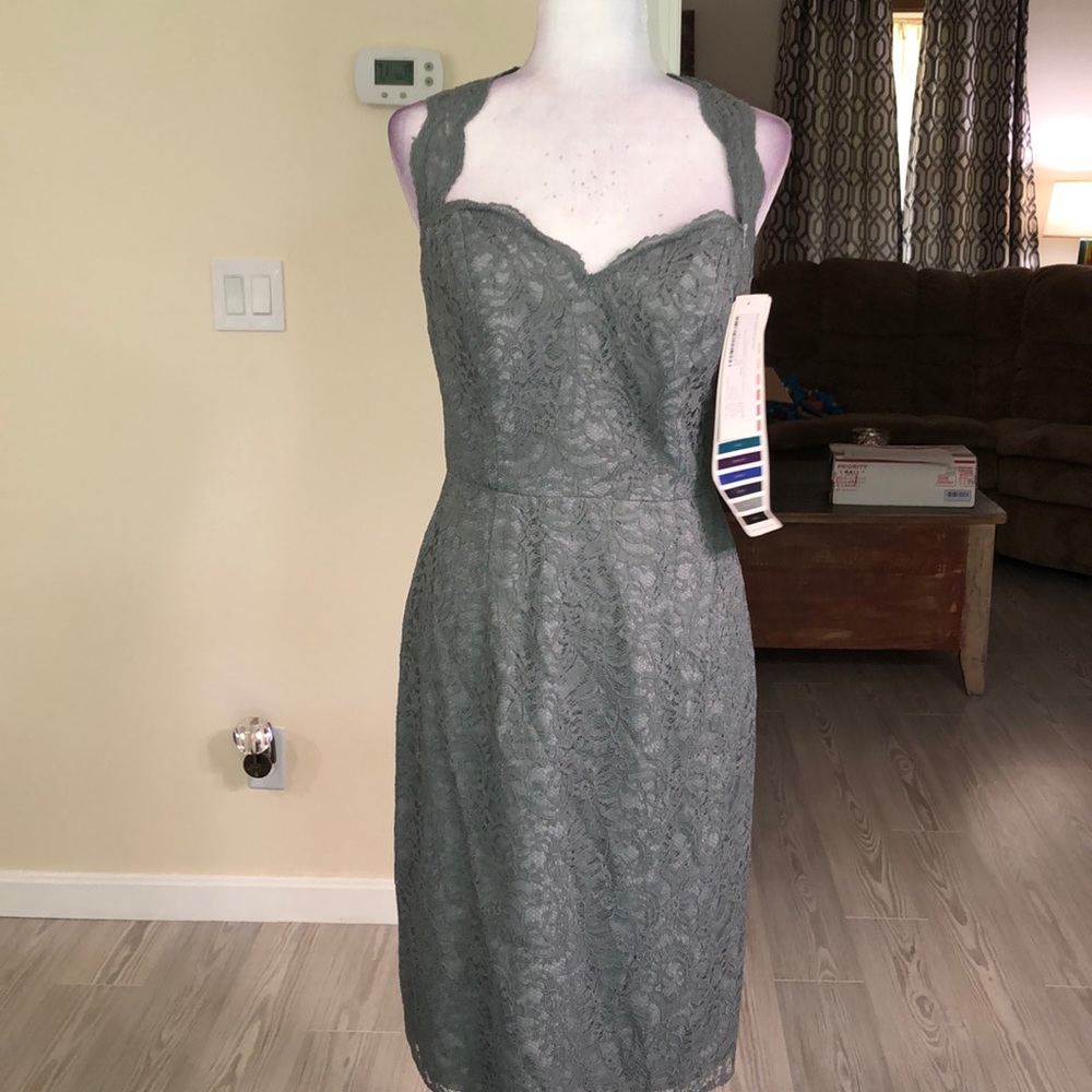 Silver Lace Halter Knee Length - Picture 9 of 12